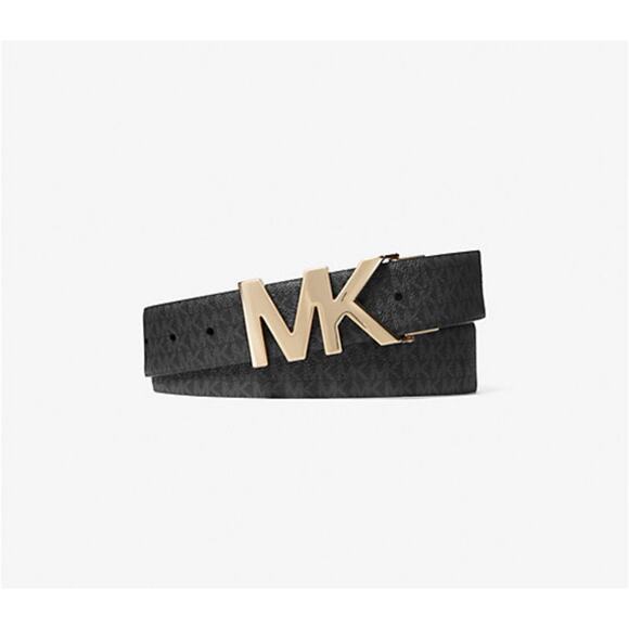 MICHAEL KORS 4-in-1 Reversible Belt. Black Solid Leather and Canvas Logo. NEW! - Picture 2 of 12